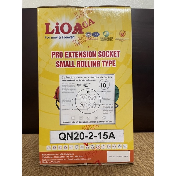 Ổ Cắm Kéo Dài Quay Tay Kiểu Rulo LiOA QT20-2-15A 20m Xách Tay Quay Tròn
