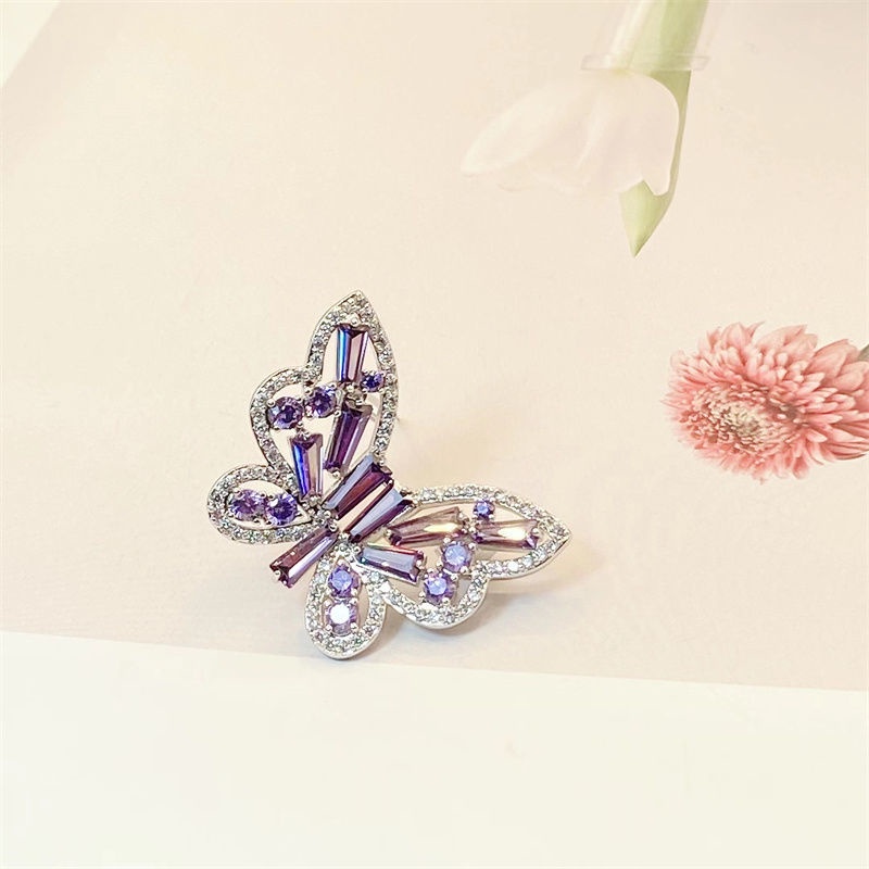 Giới Hạn Mua Hàng Cao Cấp Ghim Cài Khăn Choàng Lụa Cardigan Đính Đá Zircon Pha Lê Tím Hồng Kiểu Hàn Quốc Khí Chất Cho Nữ
