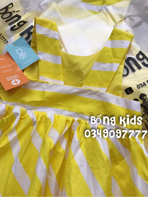 Váy Sát Nách Bé Gái 2 Mặt Cỏ 3 Lá Vàng Obaibi