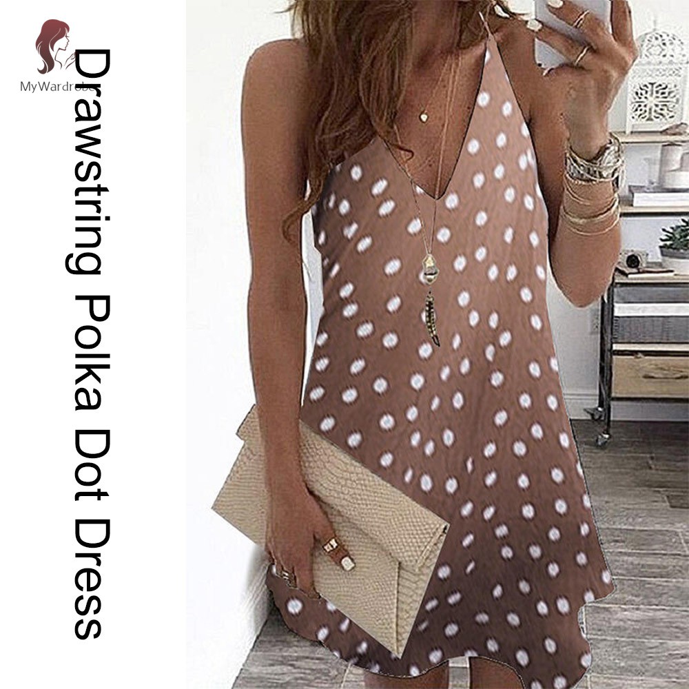 Đầm Maxi Hai Dây Họa Tiết Chấm Bi Thời Trang Dành Cho Nữ | BigBuy360 - bigbuy360.vn