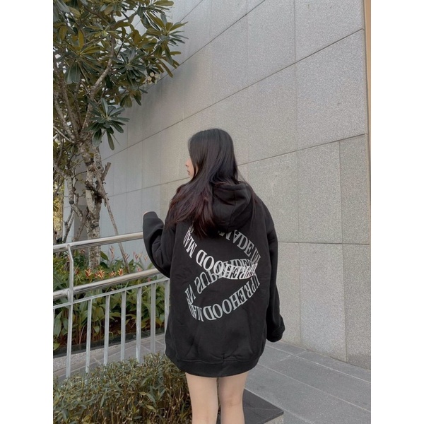 áo nỉ khóa hoodie chữ vòng đẹp mũ 2 lớp cực hot in chữ siêu hot hàng mặc mát thoải mái dáng rộng unisex