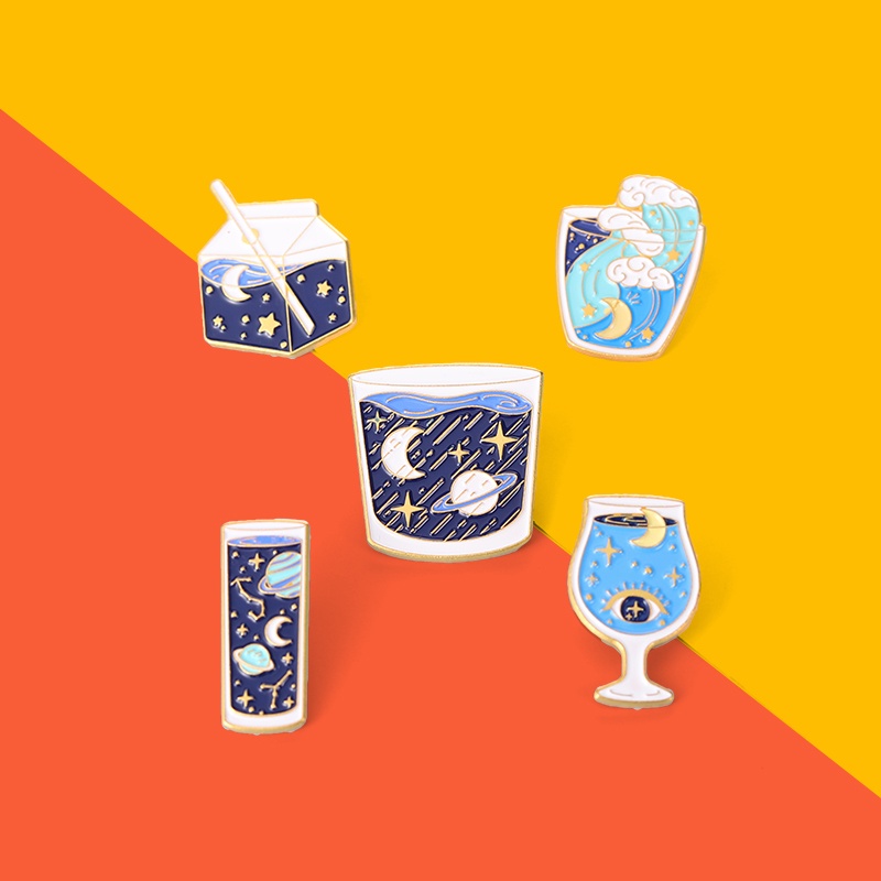 Phụ kiện cài áo QIHE JEWELRY họa tiết hoạt hình bình nước ly nước xinh xắn đáng yêu