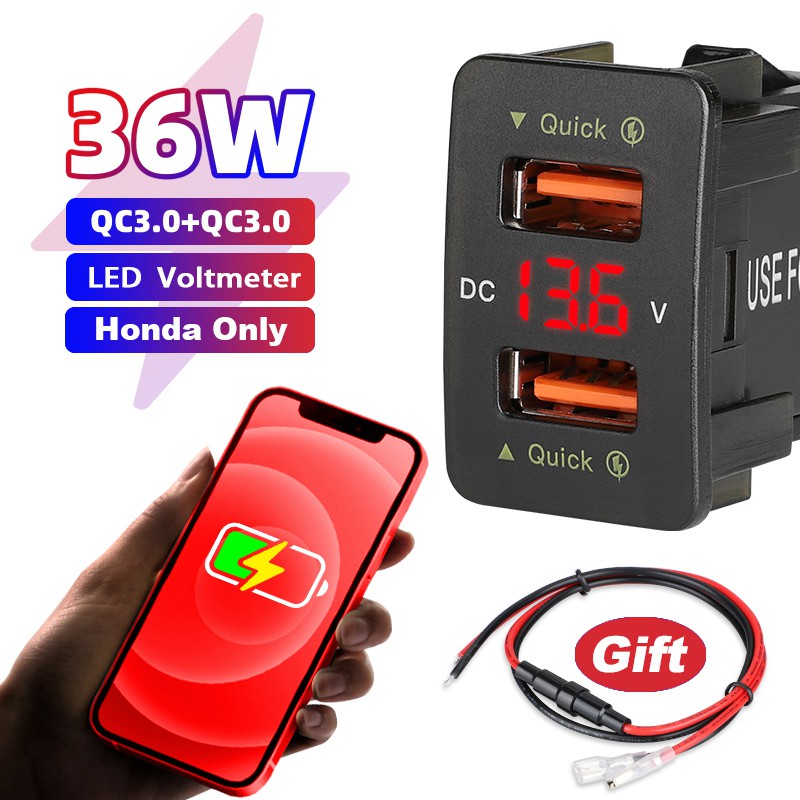 Tẩu Sạc Hai Cổng usb 12V 24V 4.2A Hiển Thị Điện Áp Cho Xe Hơi Honda