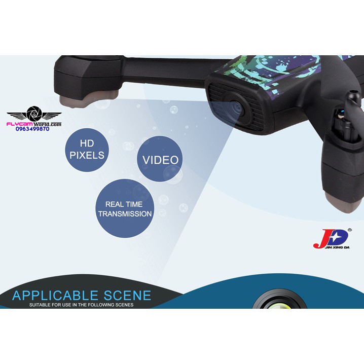 Flycam JXD 518 Tracker GPS 720P HD camera màu xanh