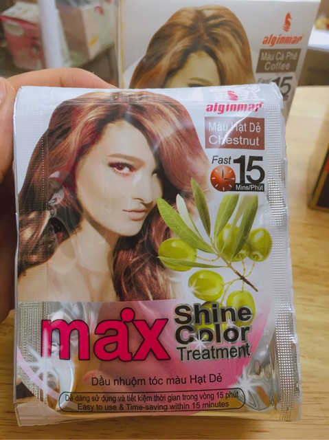 Hộp 10 gói dầu gội nhuộm tóc màu max shine color