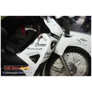 Tem trùm xe wave đen trắng exedy