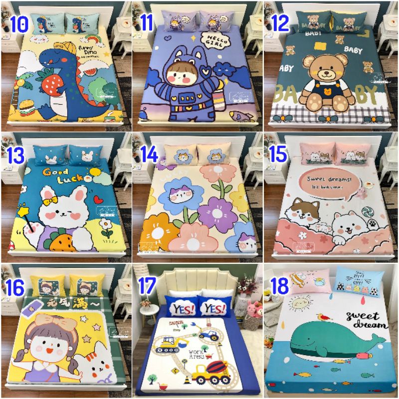 Bộ ga gối cotton 100% màu hoạt hình 3d cho bé Dreamhomebedding | BigBuy360 - bigbuy360.vn