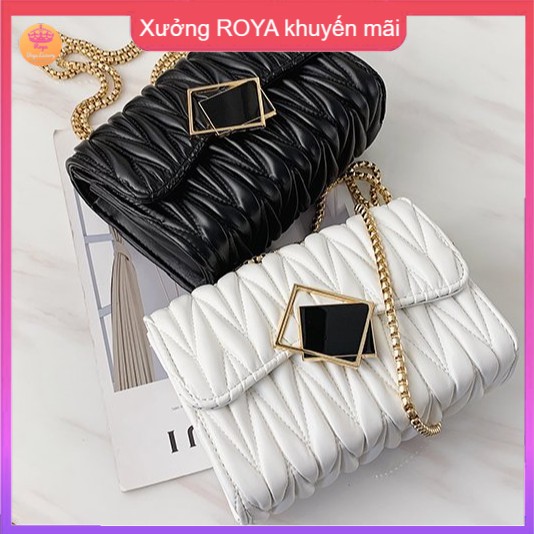 Túi Xách Nữ Khóa Vuông KV01 Túi Đeo Chéo Nữ Khóa Xích Vàng Độc Đáo Cá Tính HÌNH THẬT + VIDEO THẬT SHOP TỰ QUAY