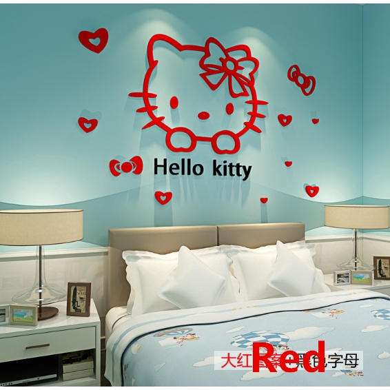 Nhãn dán trang trí tường nhà hình Hello Kitty