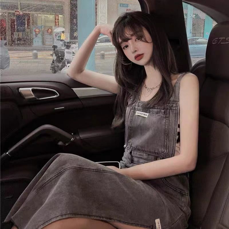 Đầm Yếm Denim Dáng Rộng Xẻ Tà Hai Bên Eo Cao Thời Trang Xuân Hè Dành Cho Bạn Nữ 2023