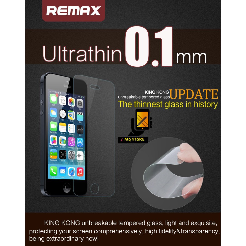 CƯỜNG LỰC SIÊU MỎNG 0.1MM REMAX CÁC DÒNG IPHONE