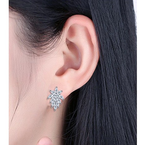 Bông tai mạ bạc 925 hình tròn/ ngôi sao/ chim công/ trái tim/ ngôi sao/ chiếc lá/ lông công thời trang Hàn Quốc cho nữ