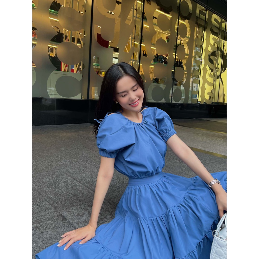 Set Nữ Áo - Chân Váy Tiered , Chất Vải kate ướt Thoải Mái , WSD000393 ,SOMEHOW