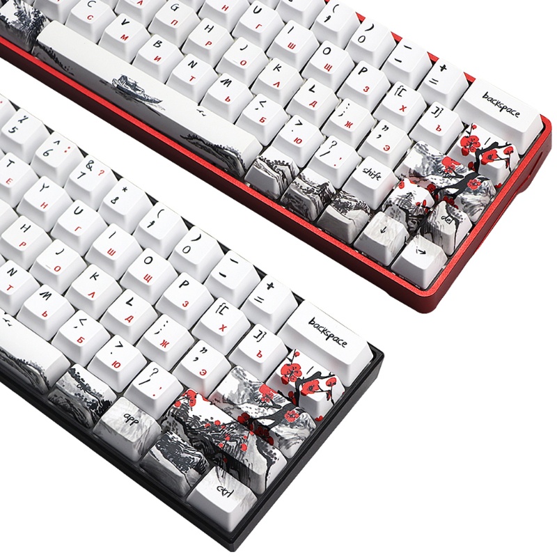 Bộ 71 nút bàn phím PBT hình hoa mận phong cách Trung Hoa độc đáo DIY