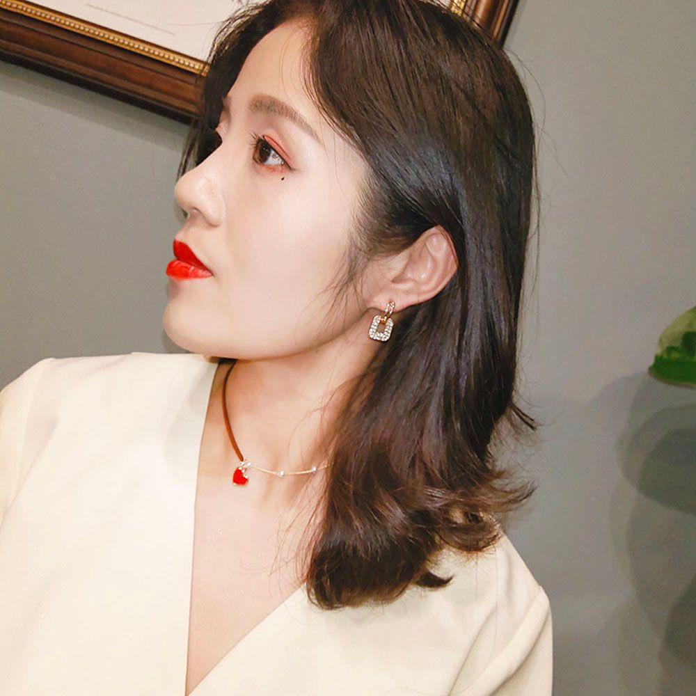 Khuyên Tai Hợp Kim Kẽm Hình Vuông Đơn Giản VANES1 Phong Cách Hàn Quốc Cho Nữ