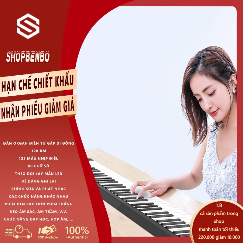 MUS03 Đàn piano điện tử 88 phím gấp, với âm thanh sống động, độ vang tốt, bàn phím nhạy và dễ sử dụng  shopbenbo