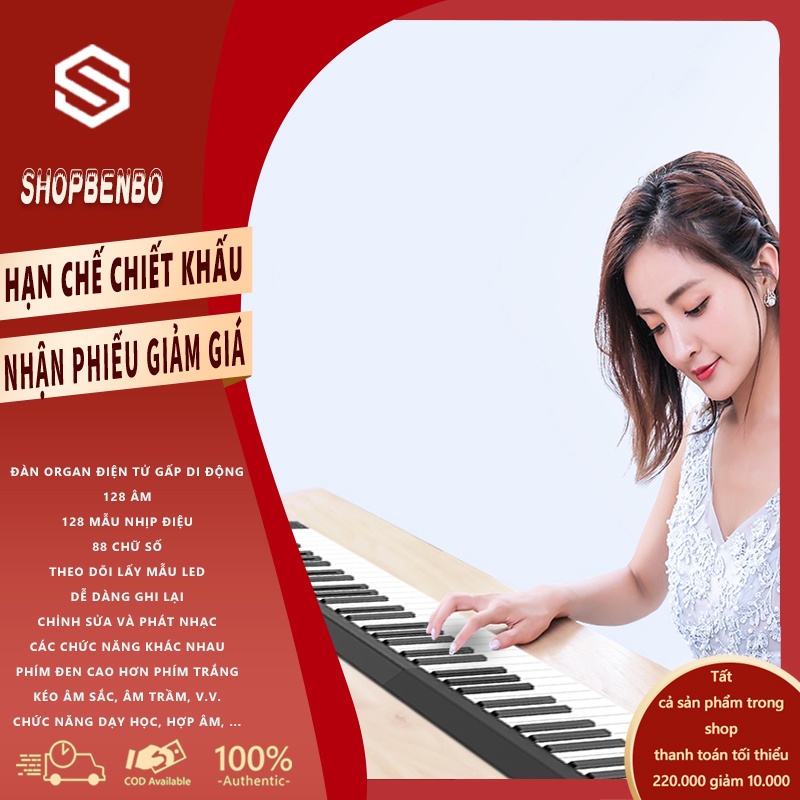 MUS03 Đàn piano điện tử 88 phím gấp, với âm thanh sống động, độ vang tốt, bàn phím nhạy và dễ sử dụng shopbenbo