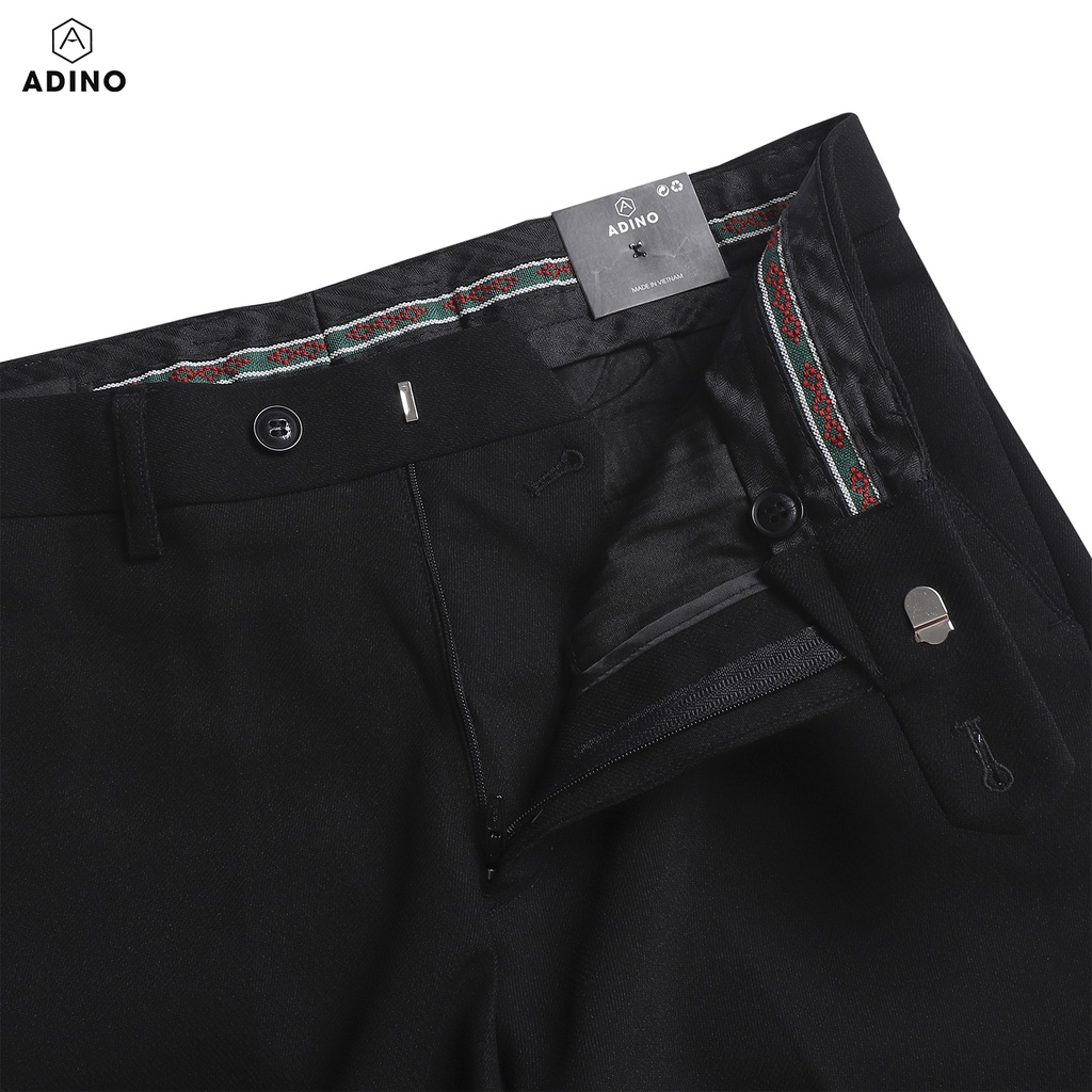 Quần âu nam ADINO màu đen vải cotton co giãn nhẹ dáng công sở slimfit ống đứng hơi côn trẻ trung lịch lãm QA01