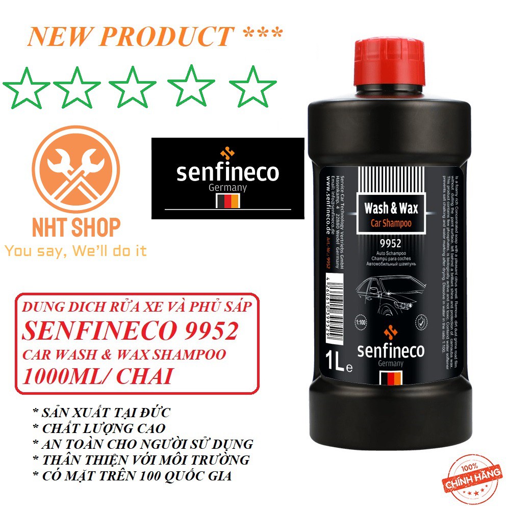 {PRO} Dung Dịch Rửa Xe và Phủ Sáp Senfineco Car Wash & Wax Shampoo 9952 - 1 Lít Hàng Chính Hãng – NHT Shop