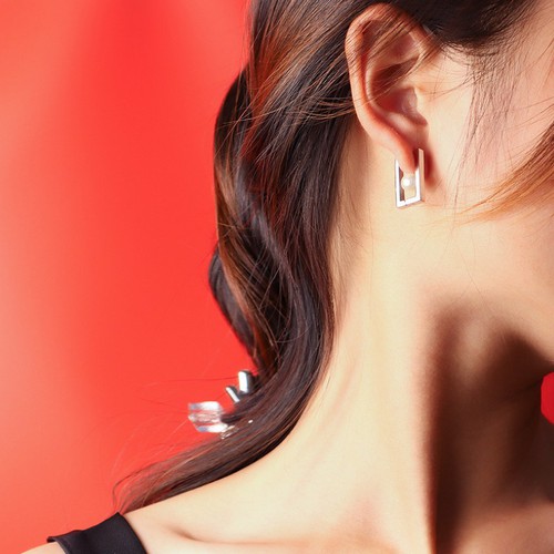 Bông Tai Hình Chữ Nhật Thép Titan Ko Rỉ TT 3603