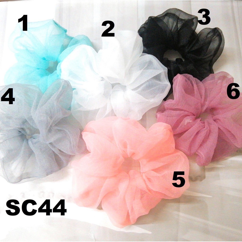 Cột tóc vải Scrunchies voan ánh sáng Màu Pastel