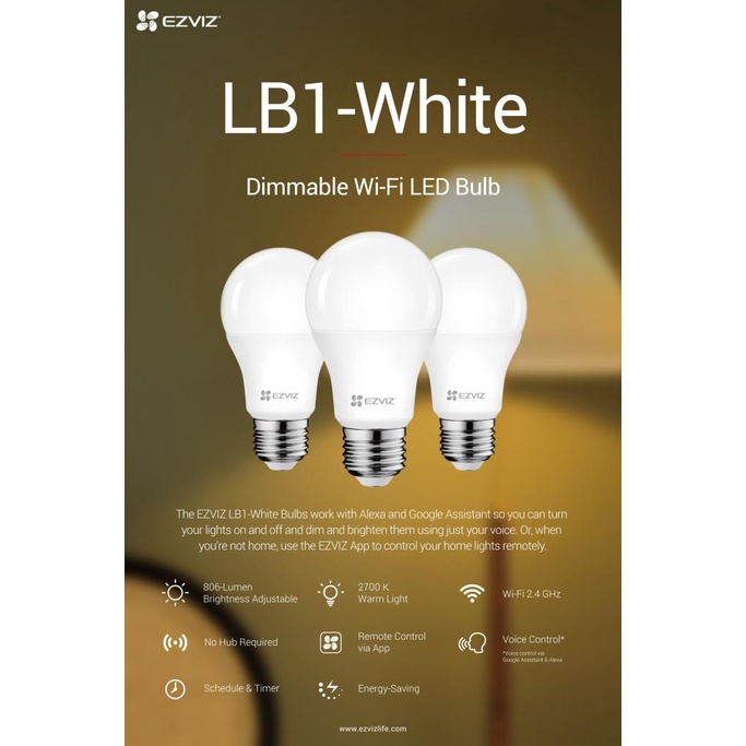 Bóng đèn wifi thông minh ezviz lb1 - lwaw ( chính hãng )