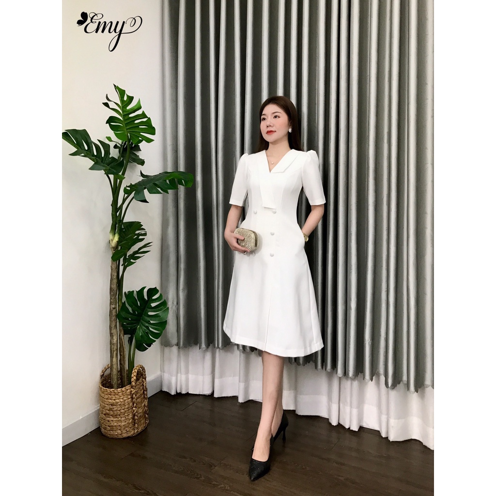 Đầm EMY EM6641 Dáng Chữ A Cổ Vest Có Túi