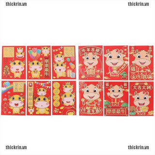 Set 6 bao lì xì màu đỏ may mắn 2021
