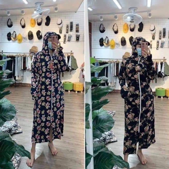 Áo Chống Nắng Toàn Thân Hai Lớp Vải Lanh (Giao Màu Ngẫu Nhiên)