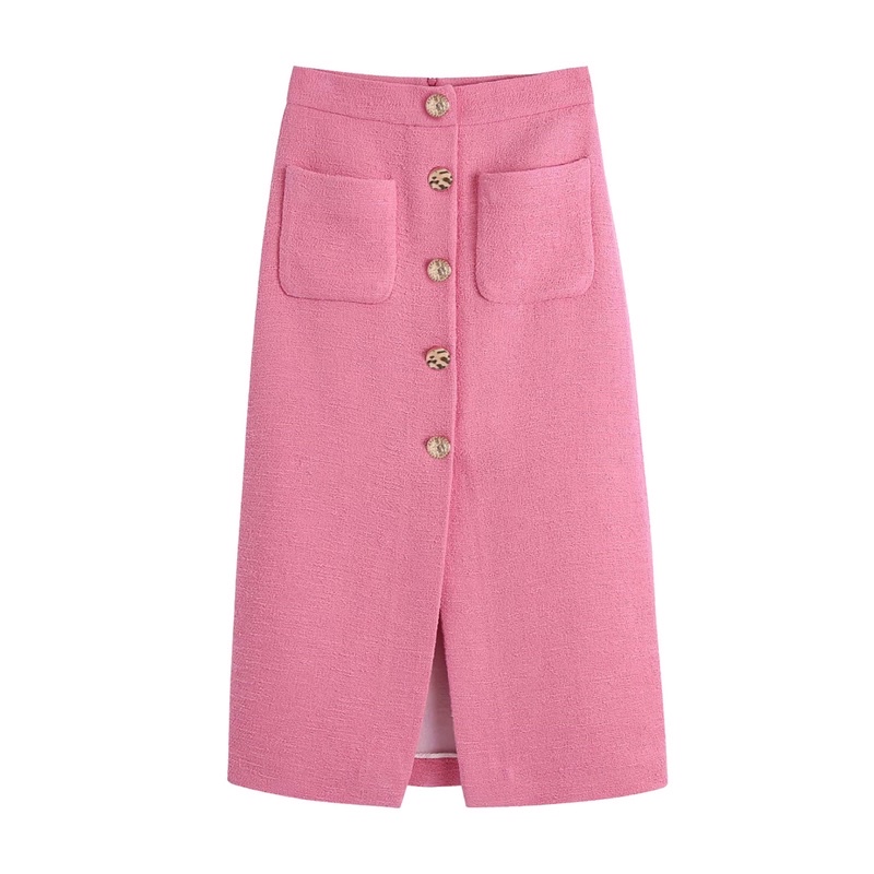 Set Z*ra áo croptop chân váy bút chì vải tweed mẫu mới 2021