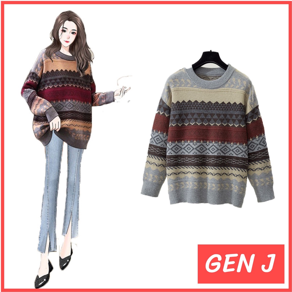 Áo len thổ cẩm họa tiết siêu ấm, siêu xinh - GEN J