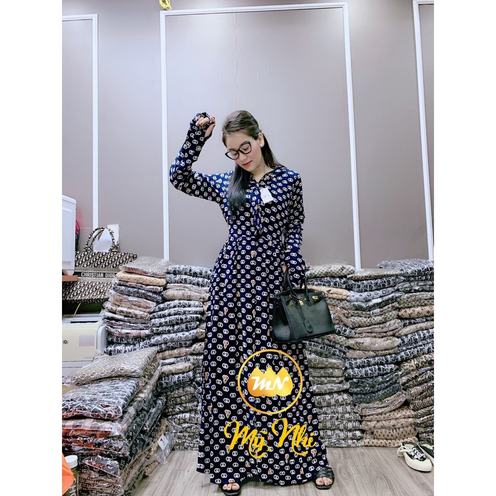 Áo chống nắng nữ toàn thân lanh nhung Nhật 3 lớp họa tiết hình dài kín chân - ao chong nang nu 3 lop