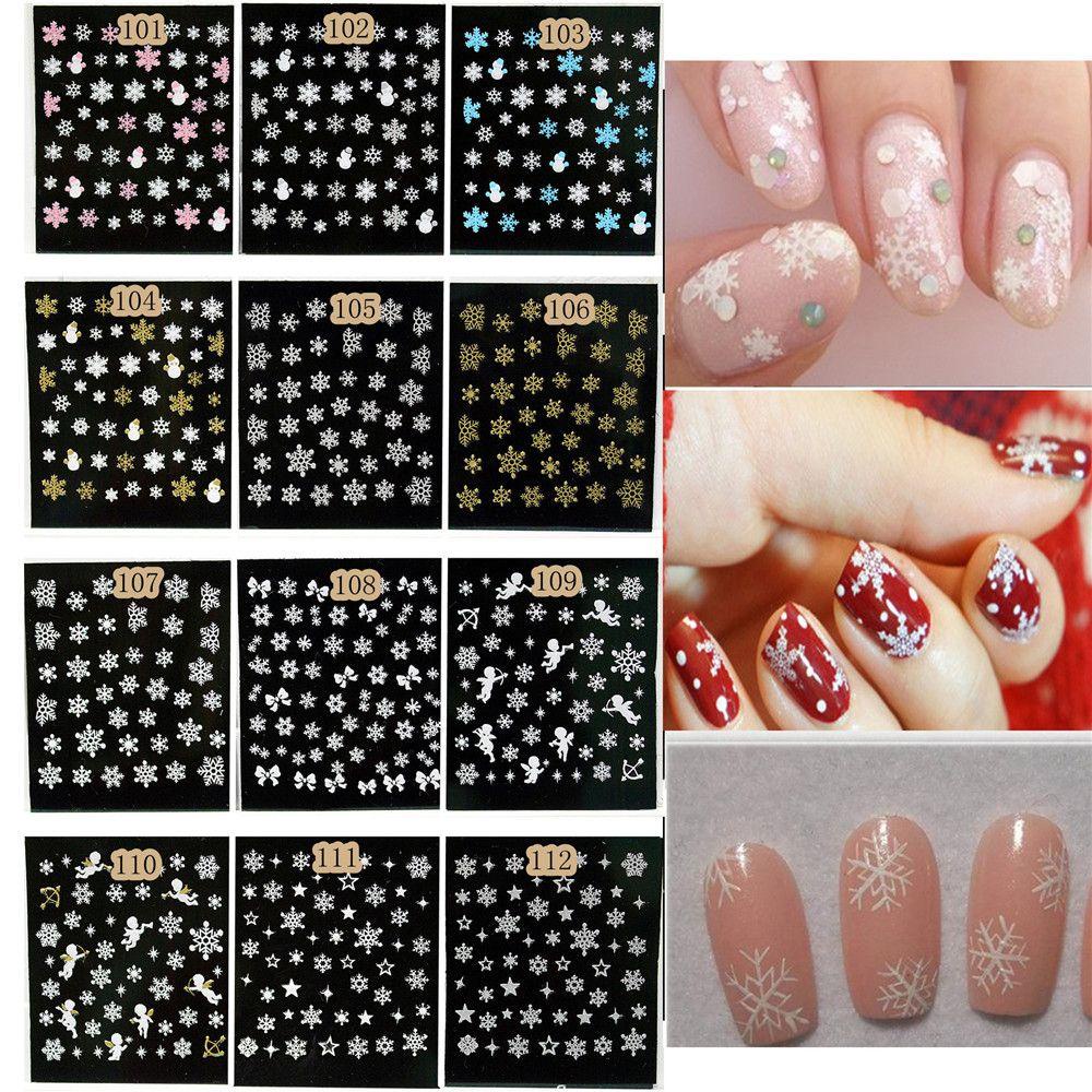 DIACHAVN Set 2 Miếng Dán Trang Trí Móng Tay Hình Bông Tuyết DIY Thời Trang Dành Cho Nữ