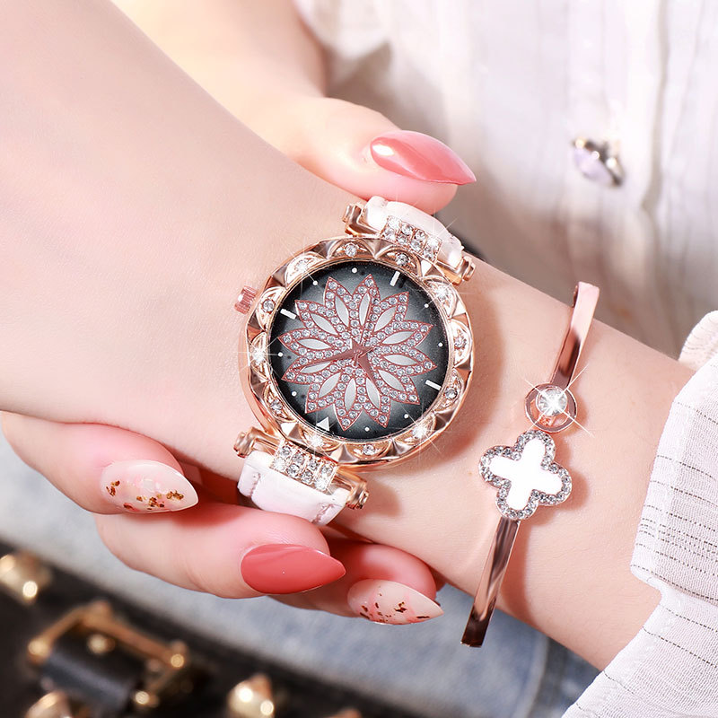 Đồng hồ nữ mặt thạch anh chống nước dây da phong cách Hàn Quốc