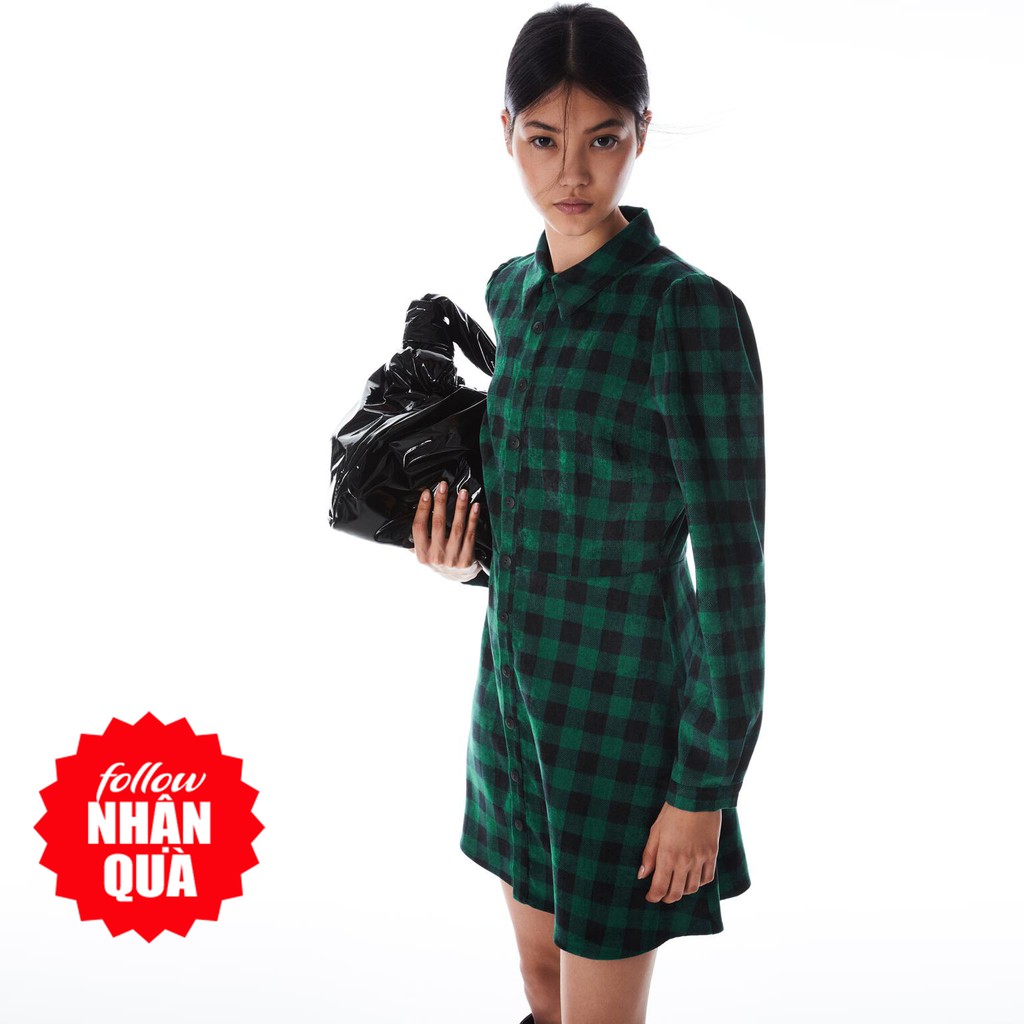Đầm Zara kẻ ô xanh chất mát đẹp DK17SMG59N10