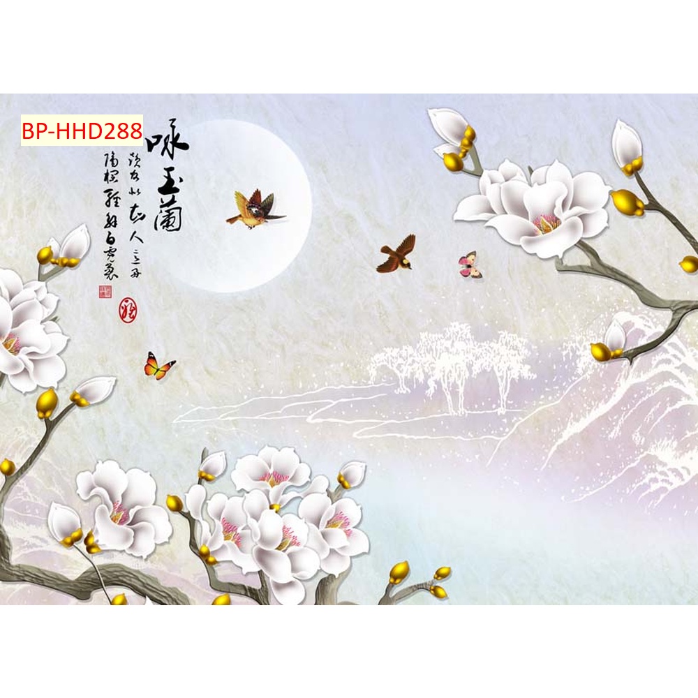 Tranh INDOCHINE dán tường cho khách sạn, nhà nghỉ hình ảnh cành cây thướt tha