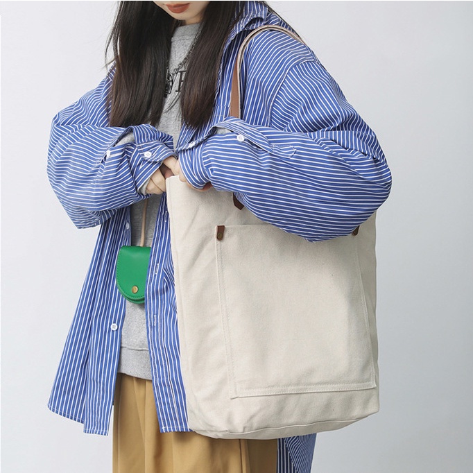 Túi Xách Canvas Cỡ Lớn Thiết Kế Đơn Giản Phong Cách Retro Nhật Bản Cho Nam Nữ fp068