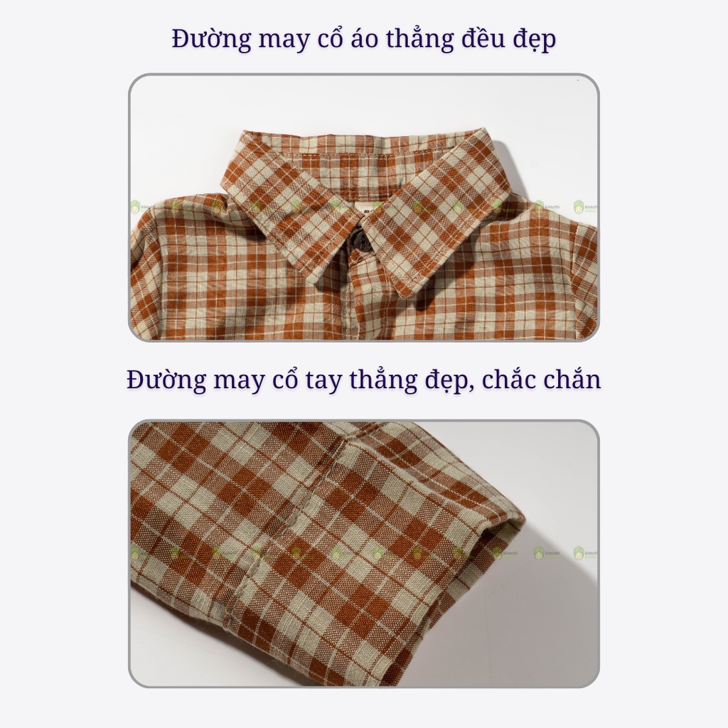 Bộ Quần Áo Cho Bé Trai Vải Thô Mềm Mịn Kẻ Caro Cổ Đức, Set Đồ Cho Bé Mặc Đi Học, Đi Chơi CKTD02