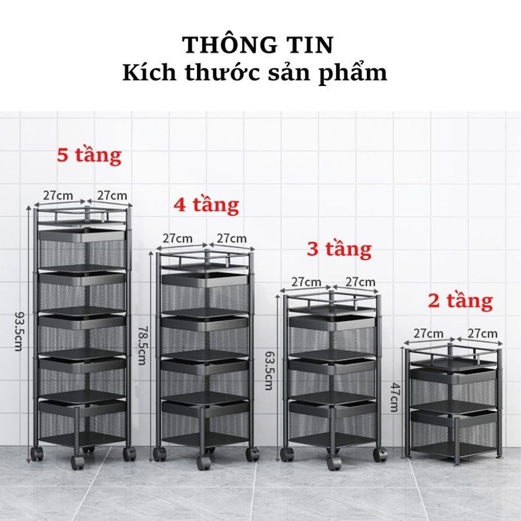 Kệ xoay đa năng, kệ vuông xoay  thông minh tiện dụng có bánh xe loại 3/4/5 tầng  ⚡️FREE SHIP⚡️