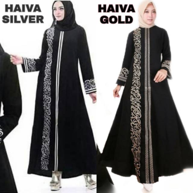 Bàn Tính Abaya Màu Đen Thêu Chữ Haiva Saudi Phong Cách I / Abaya Ả Rập