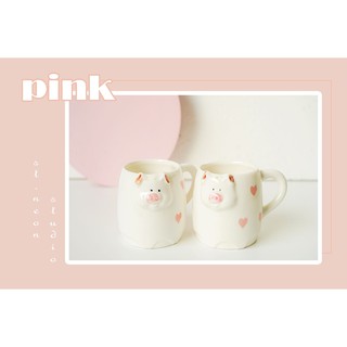 Cốc Sứ Heo Hồng Trái Tim 200ml