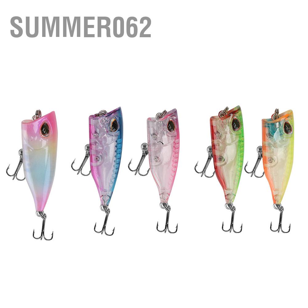 Summer062 5PCS Plastic Mini Popper Floating Artificial Bait Fishing Lures Fish Tackle Accessory