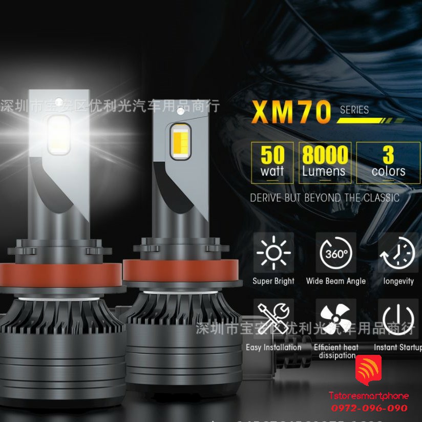 Đèn LED gầm Unilight XM70 3 chế độ phá sương cho xe ô tô chân H4 H8/H9/H11/H16-9005/HB3/H10-9006/HB4/H7(giá 1 chiếc)