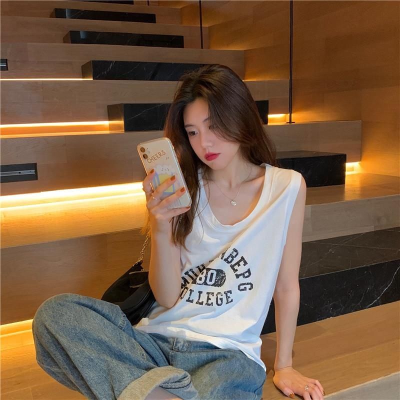 Áo Thun Sát Nách Dáng Rộng Cỡ Lớn Kiểu Hàn Quốc Thời Trang Mùa Hè Cho Nữ
