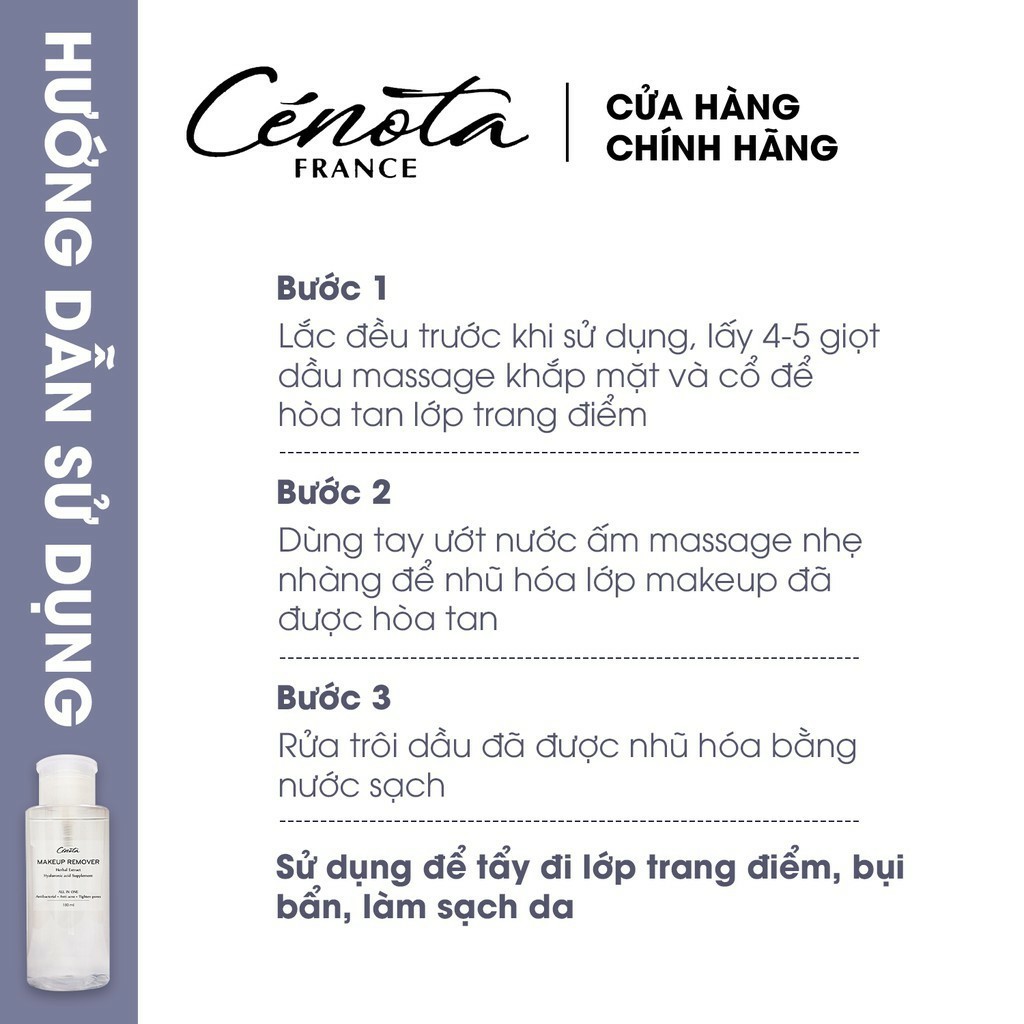 Nước tẩy trang dưỡng ẩm mềm mịn Cénota Makeup Remover, nước tẩy trang làm sạch bụi bẩn 180ml | BigBuy360 - bigbuy360.vn