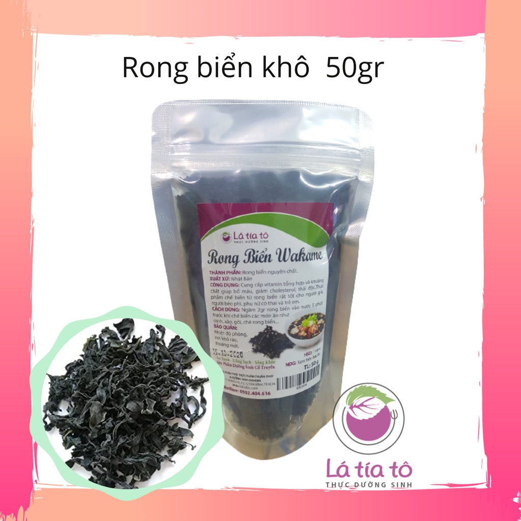 RONG BIỂN KHÔ WAKAME 50GR NẤU CANH LÀM GỎI - LÁ TÍA TÔ