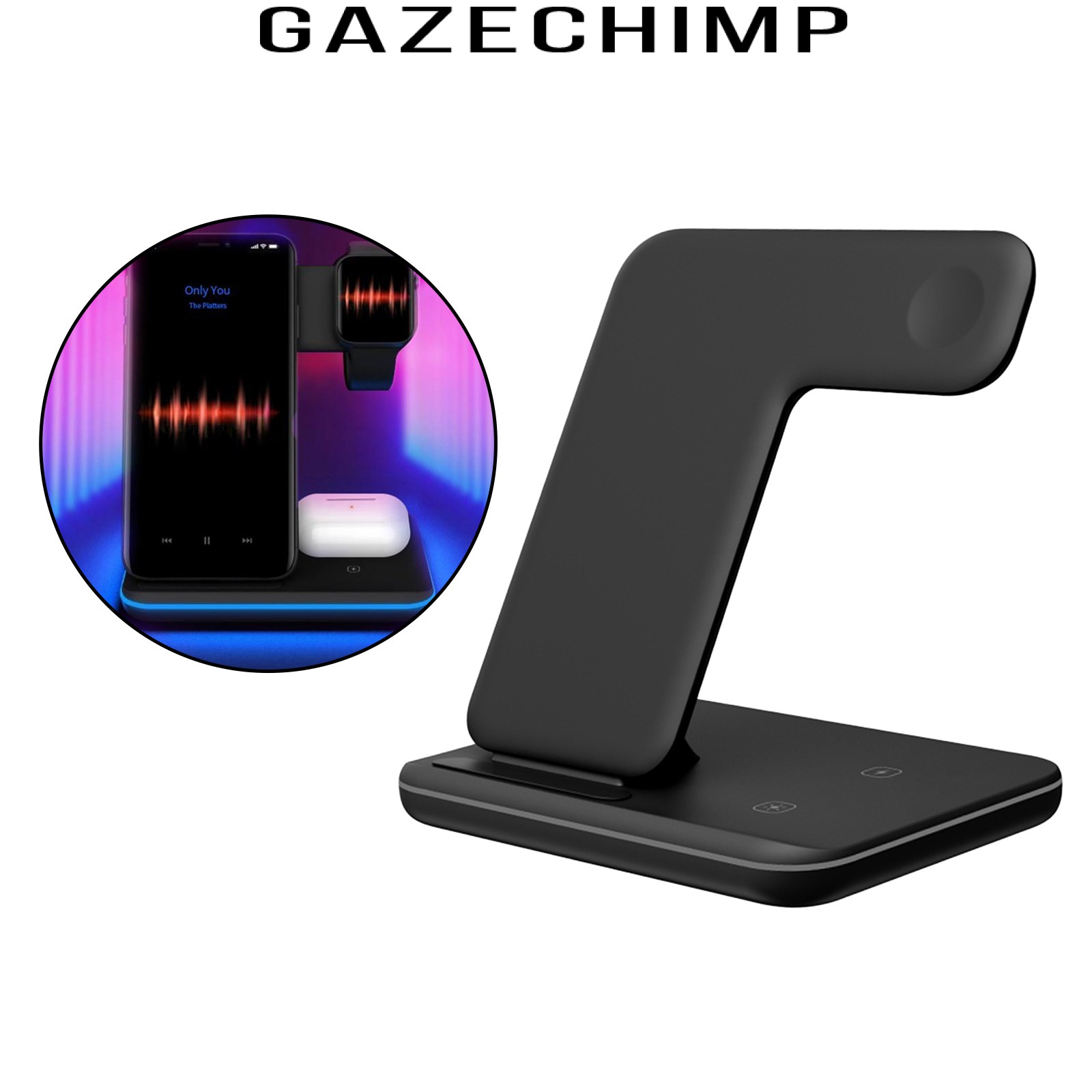 [GAZECHIMP] Wireless Charger 3 in 1 15W Qi Wireless Charging Station for iPhone SE/11 Pro/XS max/XR/X, Charging Pad for Airpods, for iWatch Series 6/SE/5/4/3/2