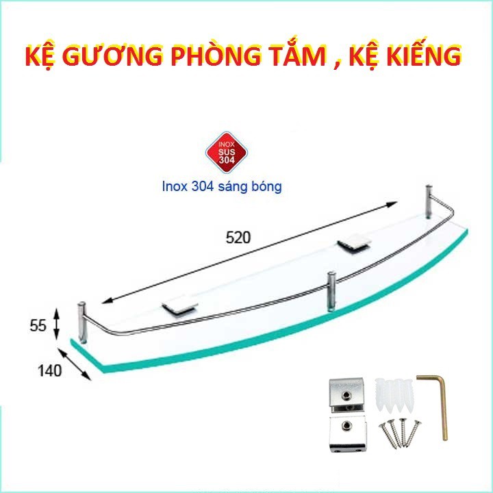 Kệ kiếng phòng tắm INOX 304 - Kệ gương-Kệ nhà tắm