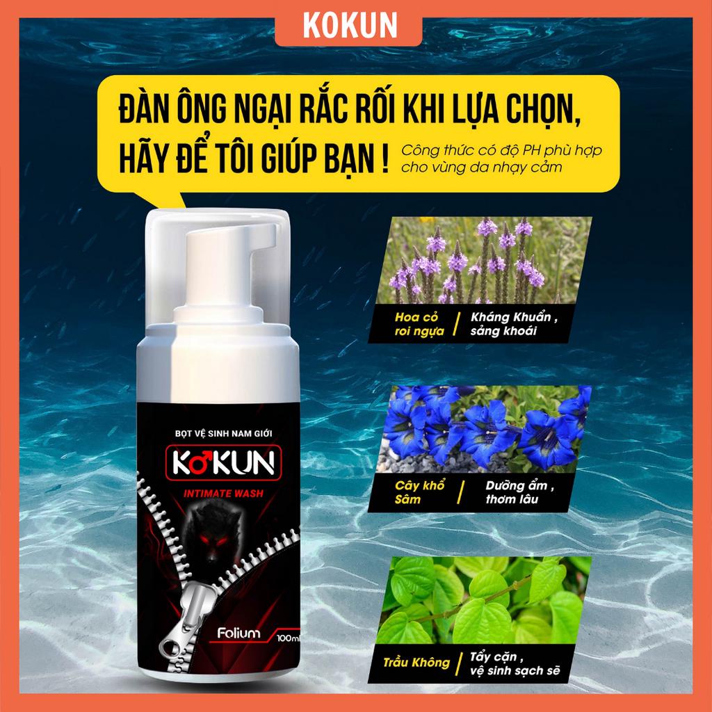 Dung Dịch Vệ Sinh Nam Giới Bọt vệ Sinh Nam  Kokun Hương Nước Hoa Gỗ Folium siêu mê, dùng là ghiền ngay