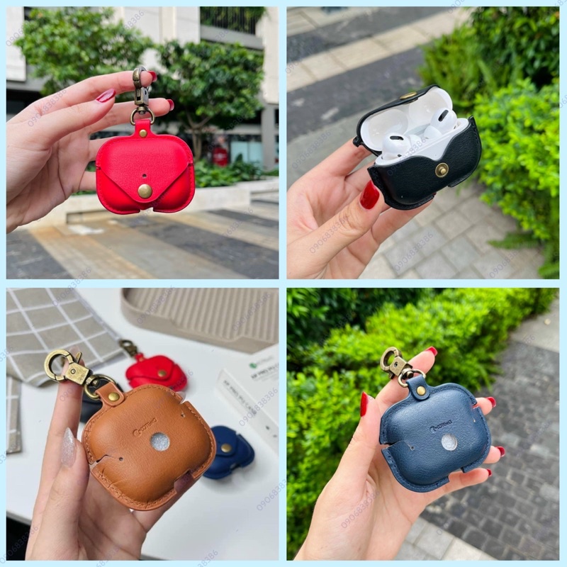 Bao Da Bảo Vệ Airpod Case Chính Hãng Coteetci cho AP 1/2, AP3, AP Pro, Có Nút Gài Kèm Móc Khoá Treo Siêu Đẹp